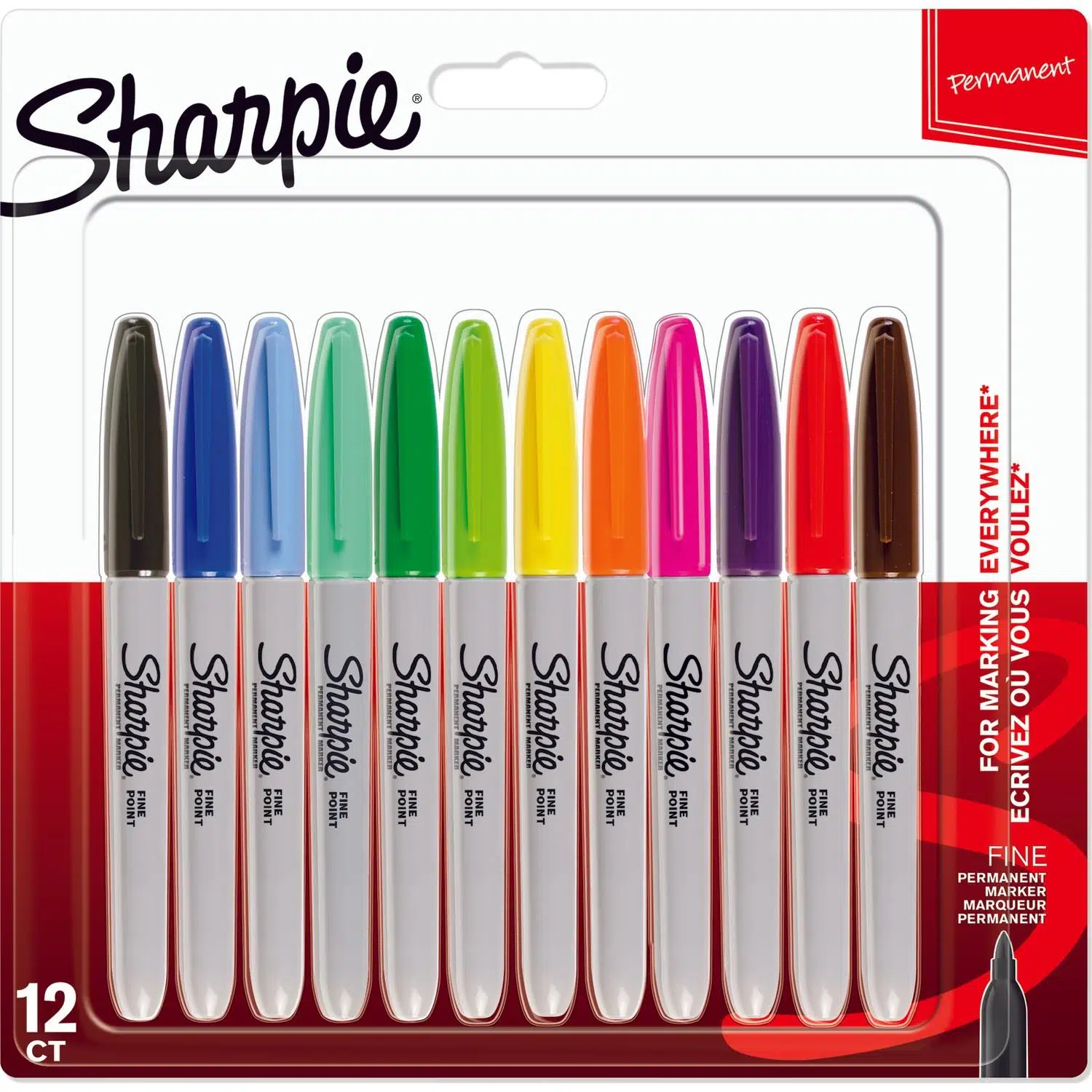 Sharpie Fine Permanent Markör Karışık Renkli 12'Li
