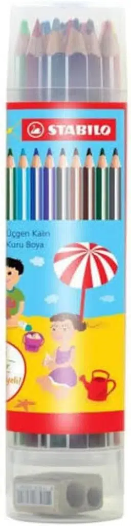 Stabilo 203 Trio Thick Üçgen Kalın Kuru Boya 18 Renk Plastik Tüp