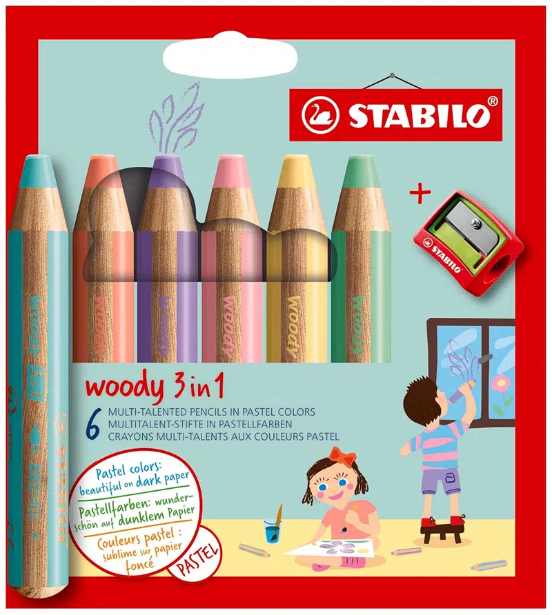 Stabilo 8806 Woody 3in1 Pastel 6 Renk+Kalemtraş