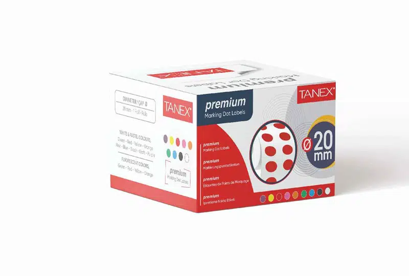Tanex 20mm Nokta Etiket 2500'lü Kırmızı