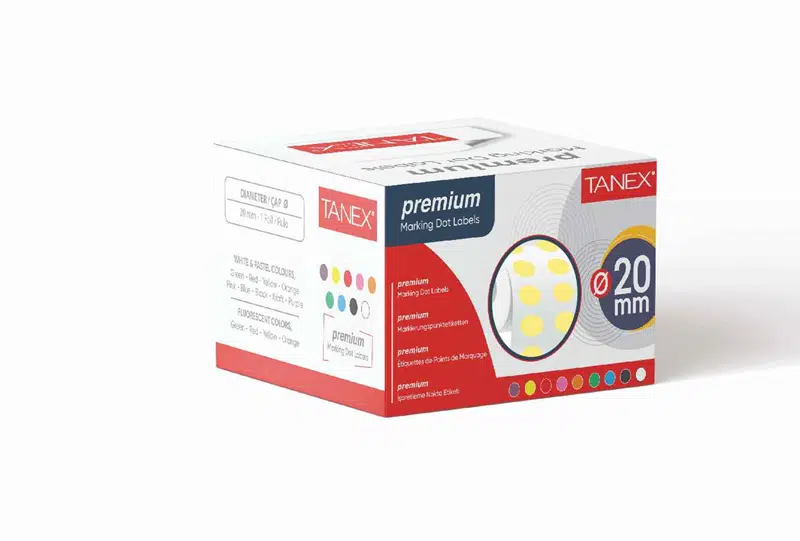 Tanex 20mm Nokta Etiket 2500'lü Sarı