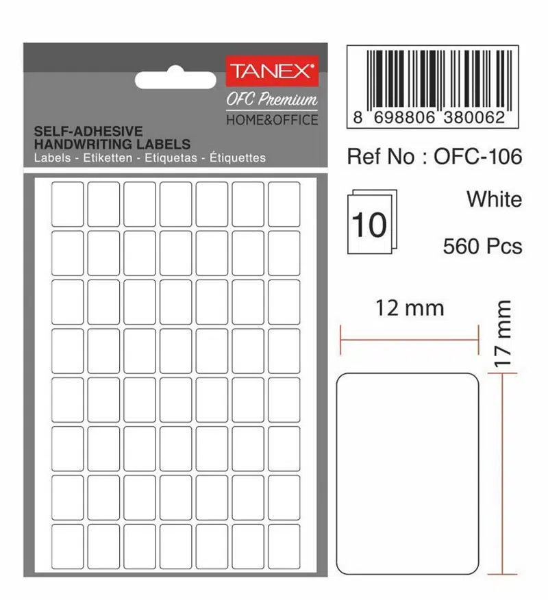 Tanex Ofc-106 Beyaz Etiket 12mmx17mm 10syf (560'lı)