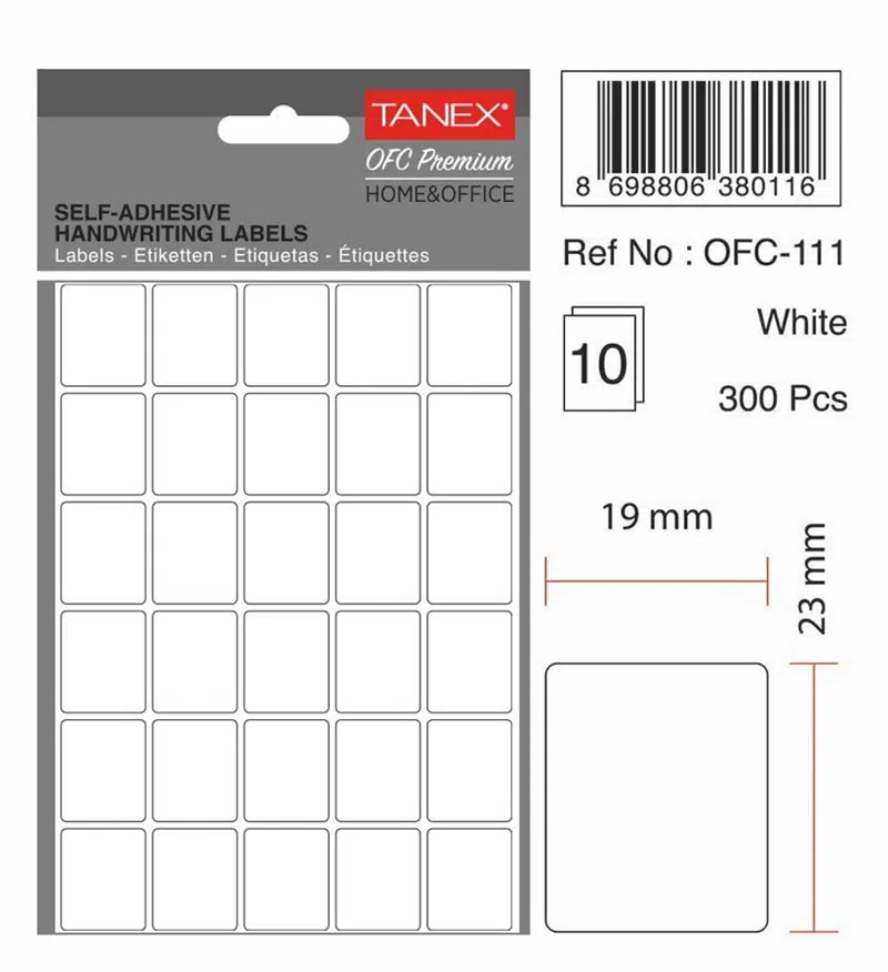 Tanex Ofc-111 Beyaz Etiket 19mmx23mm 10syf (300'lü)