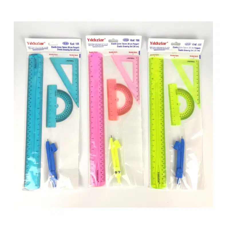Yıldızlar 166 Elastik Çizim Takımı 30cm Pergelli
